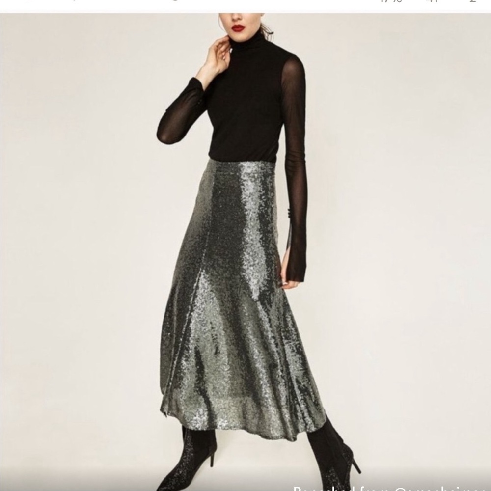Zara Sequin Maxi Skirt